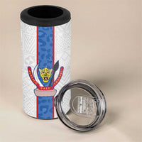 Custom DR Congo Football 4 in 1 Can Cooler Tumbler Leopards Mix Kuba Raffia Pattern - Wonder Print Shop