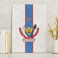 DR Congo Football Canvas Wall Art Leopards Mix Kuba Raffia Pattern - Wonder Print Shop