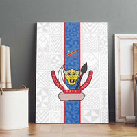 DR Congo Football Canvas Wall Art Leopards Mix Kuba Raffia Pattern - Wonder Print Shop