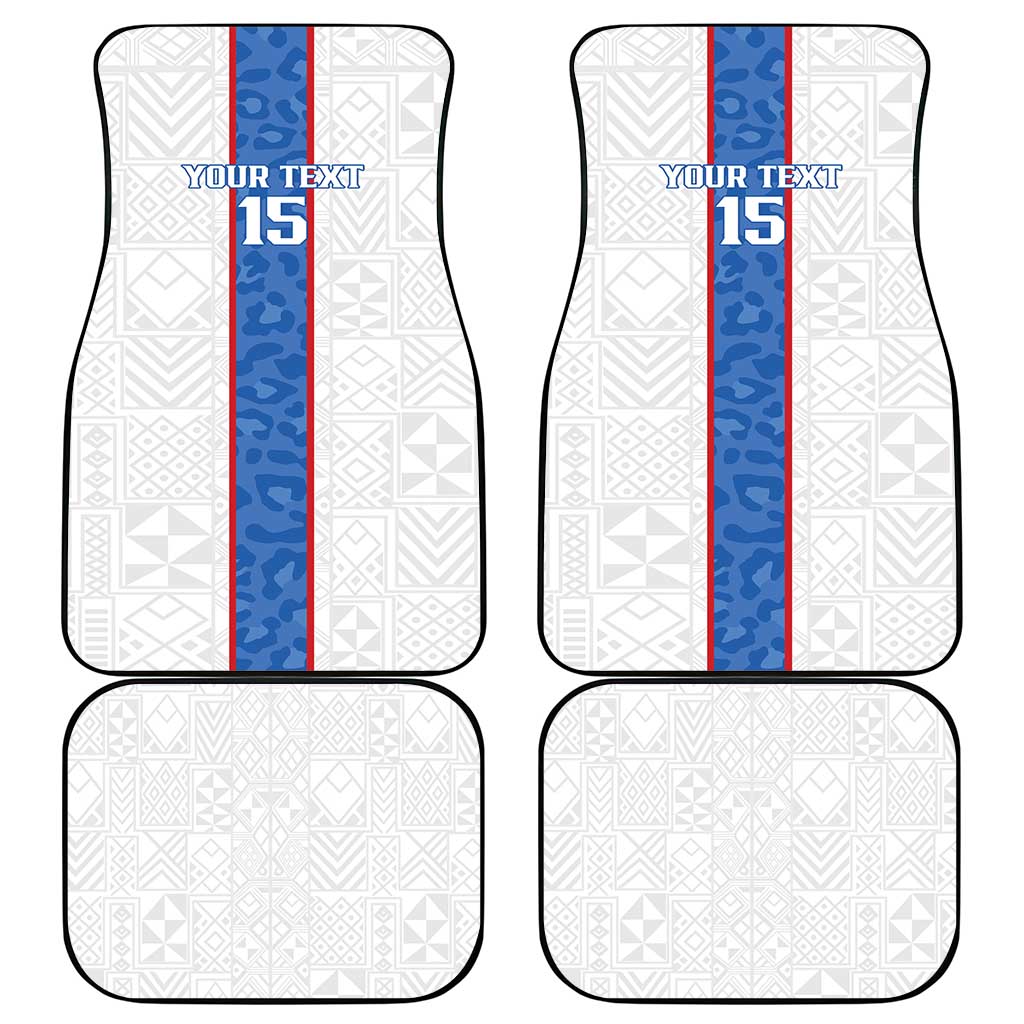 Custom DR Congo Football Car Mats Leopards Mix Kuba Raffia Pattern - Wonder Print Shop