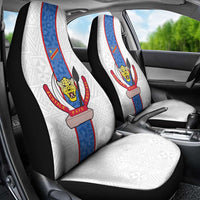 DR Congo Football Car Seat Cover Leopards Mix Kuba Raffia Pattern - Wonder Print Shop