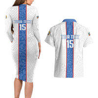 Custom DR Congo Football Couples Matching Long Sleeve Bodycon Dress and Hawaiian Shirt Leopards Mix Kuba Raffia Pattern - Wonder Print Shop
