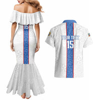 Custom DR Congo Football Couples Matching Mermaid Dress and Hawaiian Shirt Leopards Mix Kuba Raffia Pattern - Wonder Print Shop