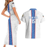 Custom DR Congo Football Couples Matching Short Sleeve Bodycon Dress and Hawaiian Shirt Leopards Mix Kuba Raffia Pattern - Wonder Print Shop