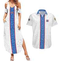Custom DR Congo Football Couples Matching Summer Maxi Dress and Hawaiian Shirt Leopards Mix Kuba Raffia Pattern - Wonder Print Shop