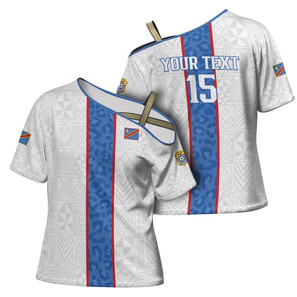 Custom DR Congo Football Cross Shoulder Shirt Leopards Mix Kuba Raffia Pattern - Wonder Print Shop