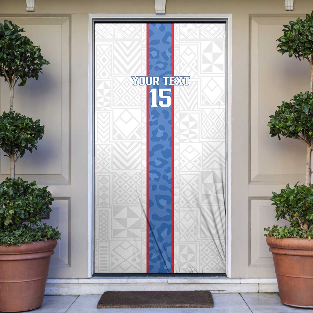 Custom DR Congo Football Door Cover Leopards Mix Kuba Raffia Pattern - Wonder Print Shop