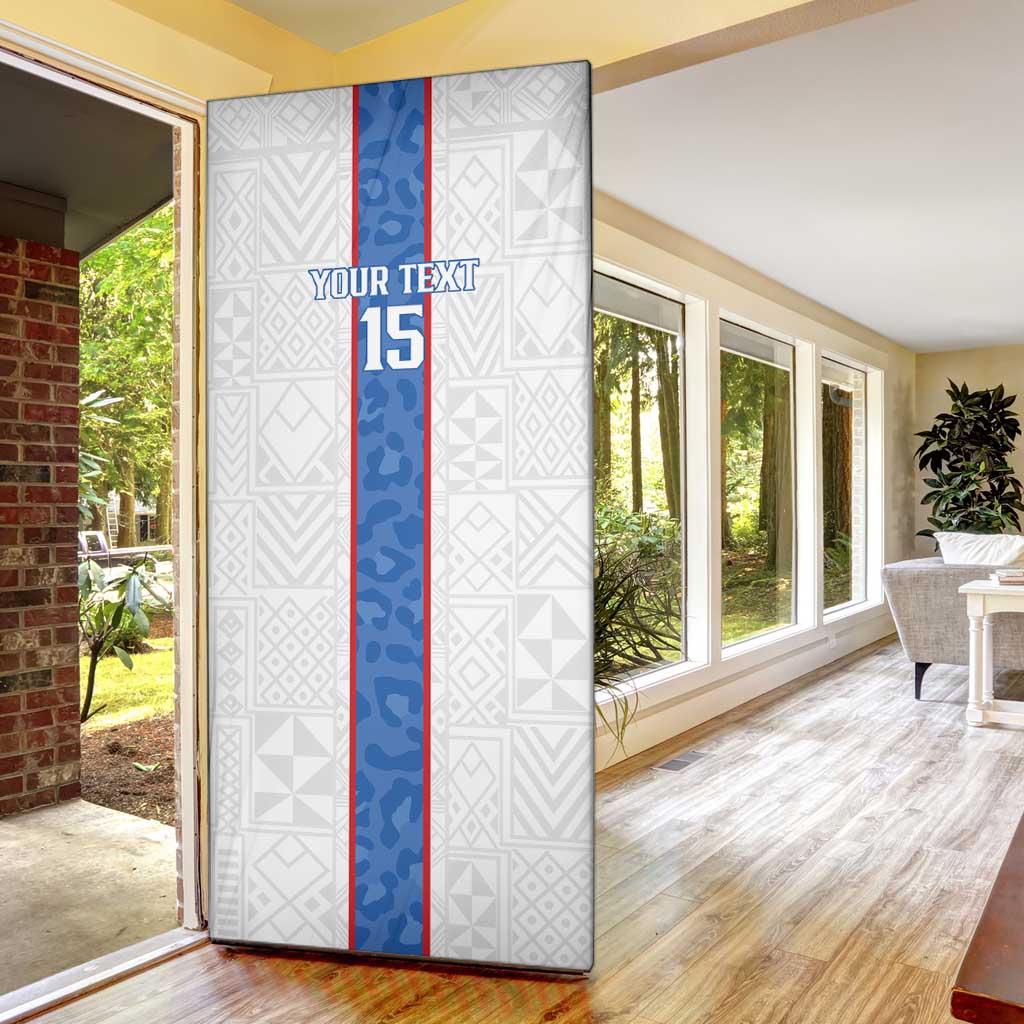 Custom DR Congo Football Door Cover Leopards Mix Kuba Raffia Pattern - Wonder Print Shop