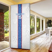 Custom DR Congo Football Door Cover Leopards Mix Kuba Raffia Pattern - Wonder Print Shop
