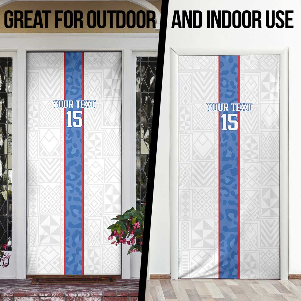 Custom DR Congo Football Door Cover Leopards Mix Kuba Raffia Pattern - Wonder Print Shop