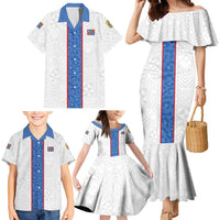 Custom DR Congo Football Family Matching Mermaid Dress and Hawaiian Shirt Leopards Mix Kuba Raffia Pattern - Wonder Print Shop