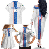 Custom DR Congo Football Family Matching Off The Shoulder Long Sleeve Dress and Hawaiian Shirt Leopards Mix Kuba Raffia Pattern - Wonder Print Shop