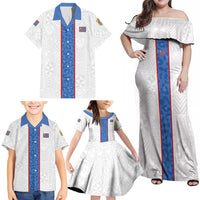 Custom DR Congo Football Family Matching Off Shoulder Maxi Dress and Hawaiian Shirt Leopards Mix Kuba Raffia Pattern - Wonder Print Shop