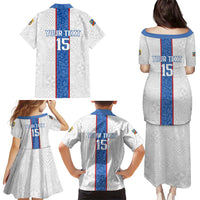 Custom DR Congo Football Family Matching Puletasi and Hawaiian Shirt Leopards Mix Kuba Raffia Pattern - Wonder Print Shop