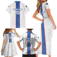 Custom DR Congo Football Family Matching Short Sleeve Bodycon Dress and Hawaiian Shirt Leopards Mix Kuba Raffia Pattern - Wonder Print Shop