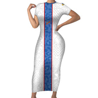 Custom DR Congo Football Family Matching Short Sleeve Bodycon Dress and Hawaiian Shirt Leopards Mix Kuba Raffia Pattern - Wonder Print Shop