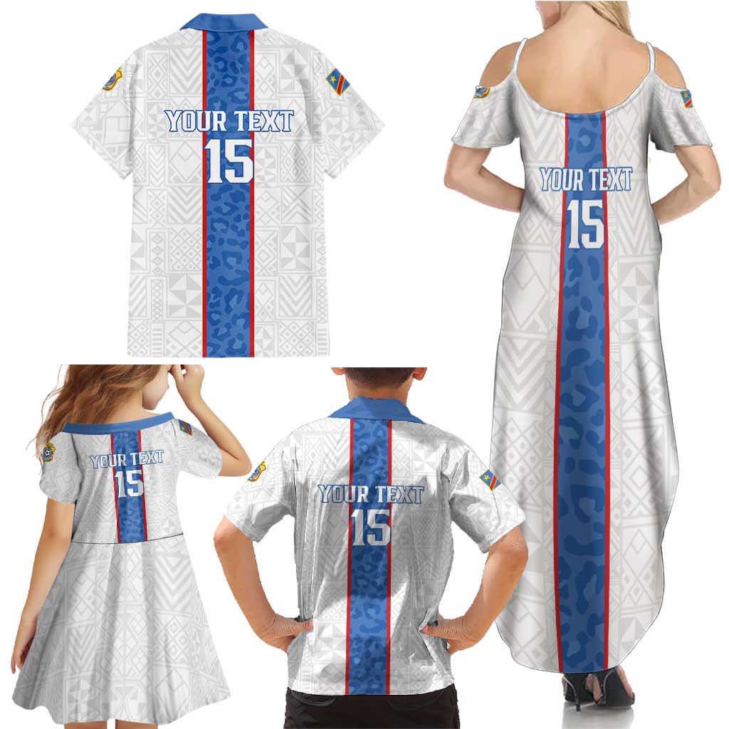 Custom DR Congo Football Family Matching Summer Maxi Dress and Hawaiian Shirt Leopards Mix Kuba Raffia Pattern - Wonder Print Shop