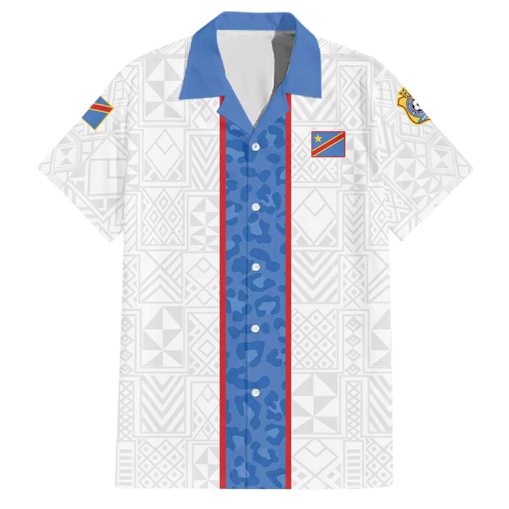 Custom DR Congo Football Family Matching Summer Maxi Dress and Hawaiian Shirt Leopards Mix Kuba Raffia Pattern - Wonder Print Shop