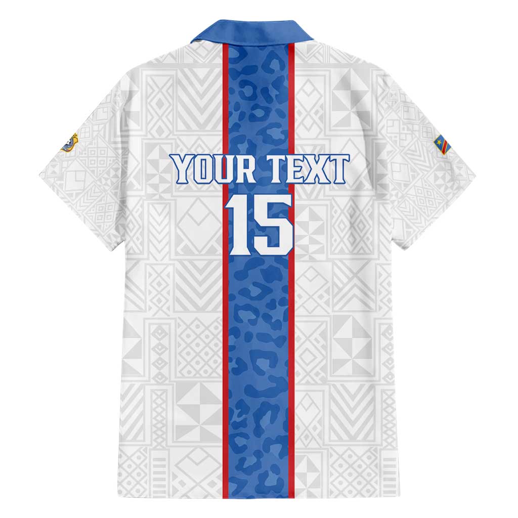 Custom DR Congo Football Hawaiian Shirt Leopards Mix Kuba Raffia Pattern - Wonder Print Shop