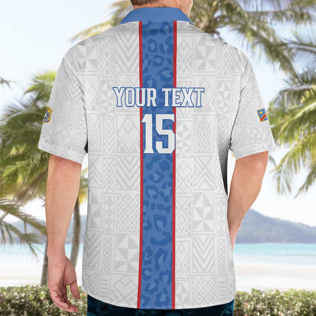 Custom DR Congo Football Hawaiian Shirt Leopards Mix Kuba Raffia Pattern - Wonder Print Shop