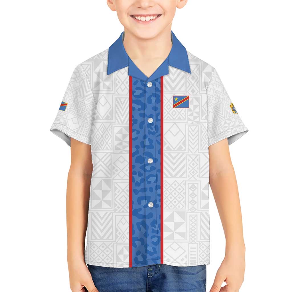 Custom DR Congo Football Hawaiian Shirt Leopards Mix Kuba Raffia Pattern - Wonder Print Shop