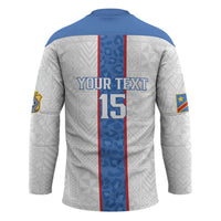 Custom DR Congo Football Hockey Jersey Leopards Mix Kuba Raffia Pattern - Wonder Print Shop