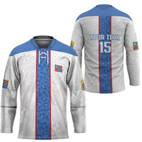 Custom DR Congo Football Hockey Jersey Leopards Mix Kuba Raffia Pattern - Wonder Print Shop