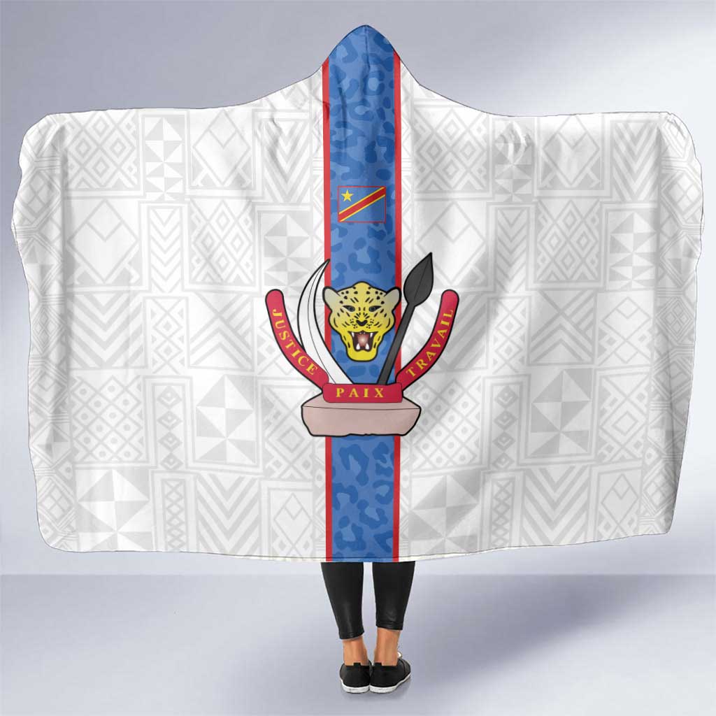 DR Congo Football Hooded Blanket Leopards Mix Kuba Raffia Pattern - Wonder Print Shop