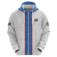 Custom DR Congo Football Hoodie Leopards Mix Kuba Raffia Pattern - Wonder Print Shop