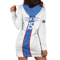 Custom DR Congo Football Hoodie Dress Leopards Mix Kuba Raffia Pattern - Wonder Print Shop