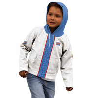 Custom DR Congo Football Kid Hoodie Leopards Mix Kuba Raffia Pattern - Wonder Print Shop