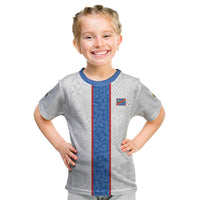 Custom DR Congo Football Kid T Shirt Leopards Mix Kuba Raffia Pattern - Wonder Print Shop