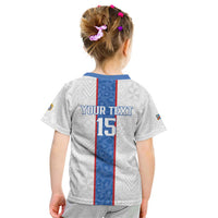 Custom DR Congo Football Kid T Shirt Leopards Mix Kuba Raffia Pattern - Wonder Print Shop