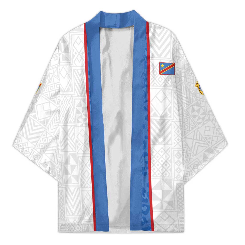 Custom DR Congo Football Kimono Leopards Mix Kuba Raffia Pattern - Wonder Print Shop