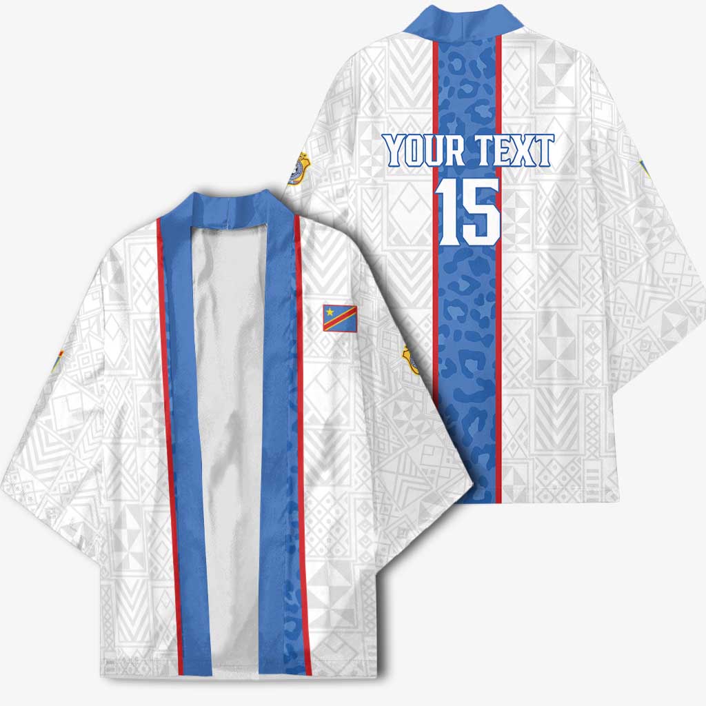 Custom DR Congo Football Kimono Leopards Mix Kuba Raffia Pattern - Wonder Print Shop
