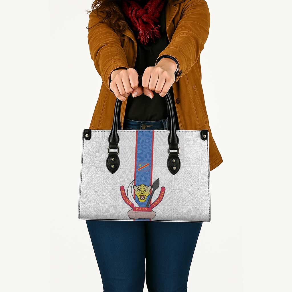 DR Congo Football Leather Bag Leopards Mix Kuba Raffia Pattern - Wonder Print Shop