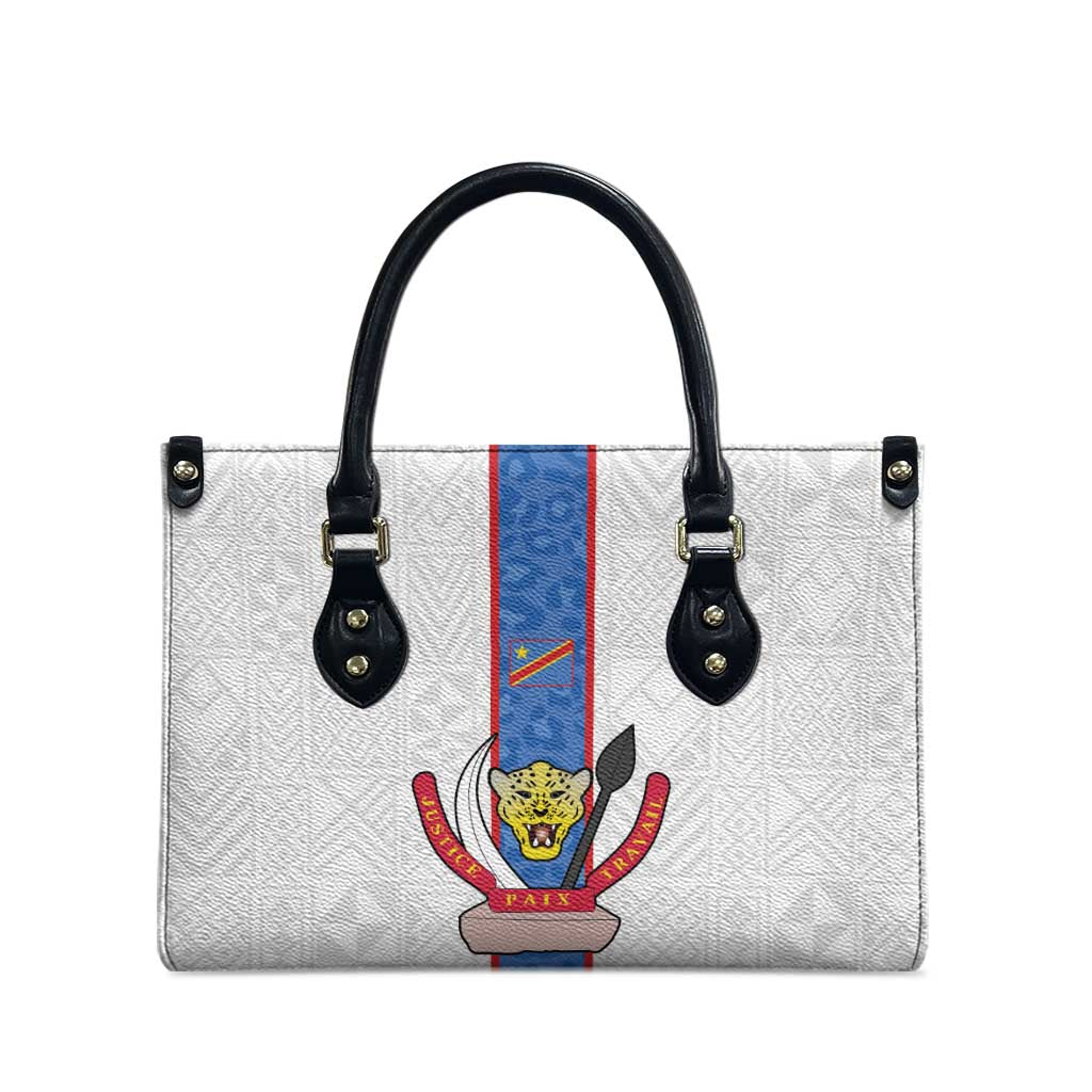 DR Congo Football Leather Bag Leopards Mix Kuba Raffia Pattern - Wonder Print Shop