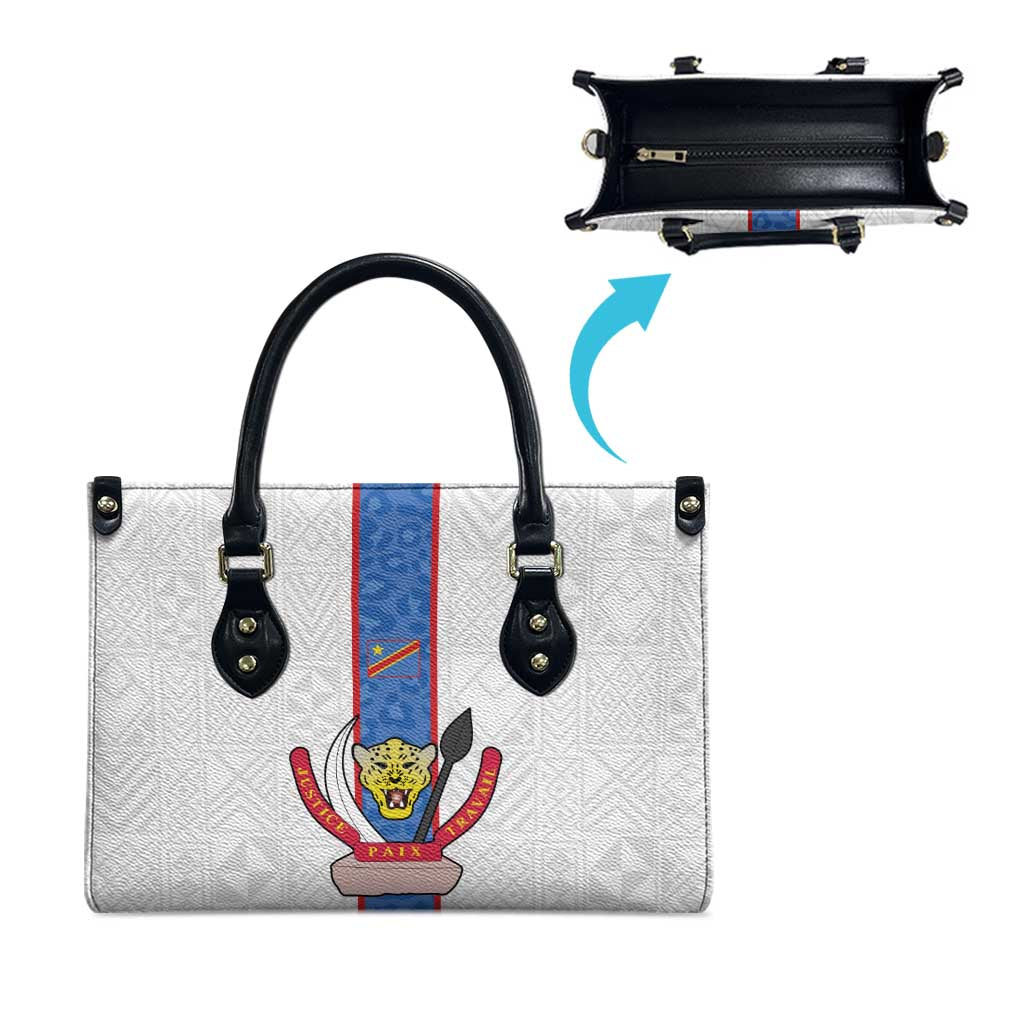 DR Congo Football Leather Bag Leopards Mix Kuba Raffia Pattern - Wonder Print Shop