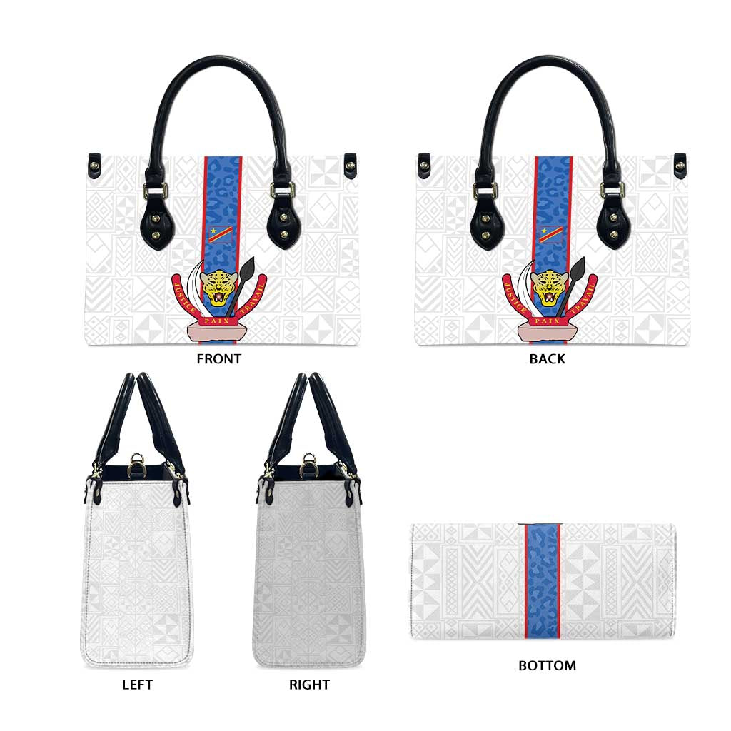 DR Congo Football Leather Bag Leopards Mix Kuba Raffia Pattern - Wonder Print Shop