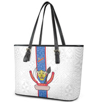 DR Congo Football Leather Tote Bag Leopards Mix Kuba Raffia Pattern - Wonder Print Shop