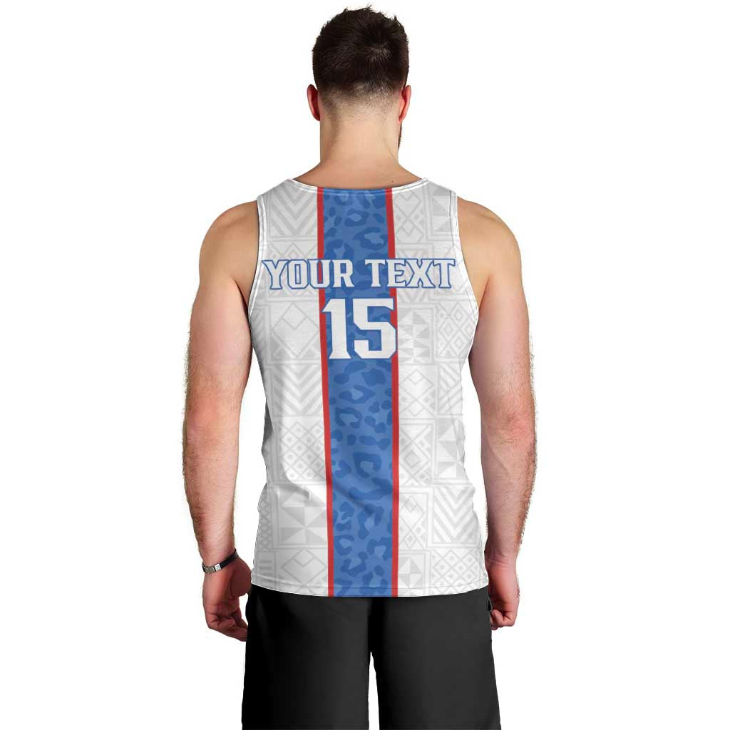 Custom DR Congo Football Men Tank Top Leopards Mix Kuba Raffia Pattern - Wonder Print Shop