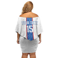 Custom DR Congo Football Off Shoulder Short Dress Leopards Mix Kuba Raffia Pattern - Wonder Print Shop