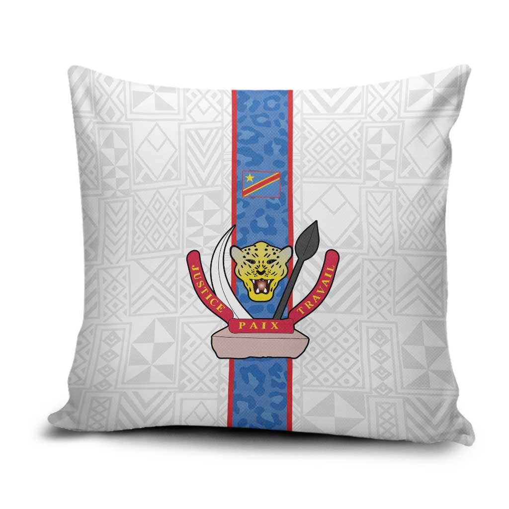DR Congo Football Pillow Cover Leopards Mix Kuba Raffia Pattern - Wonder Print Shop