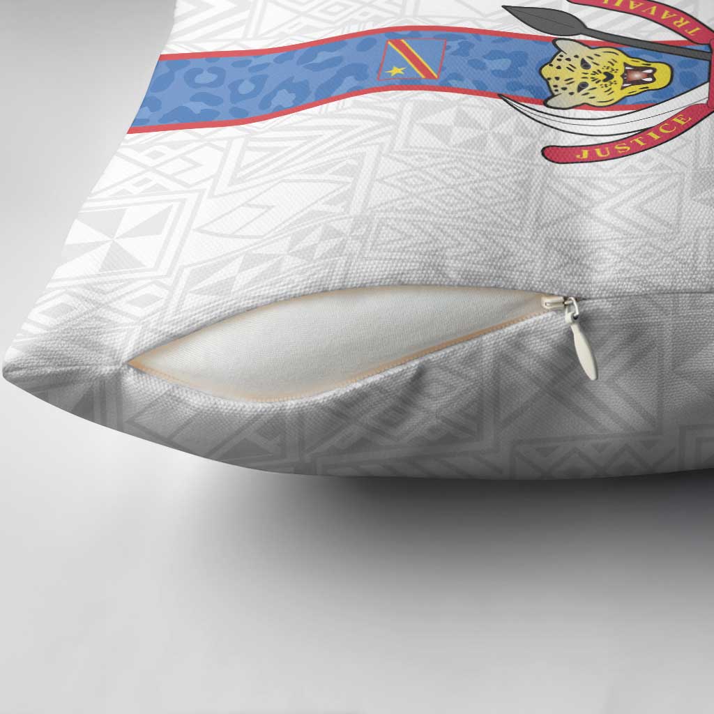 DR Congo Football Pillow Cover Leopards Mix Kuba Raffia Pattern - Wonder Print Shop