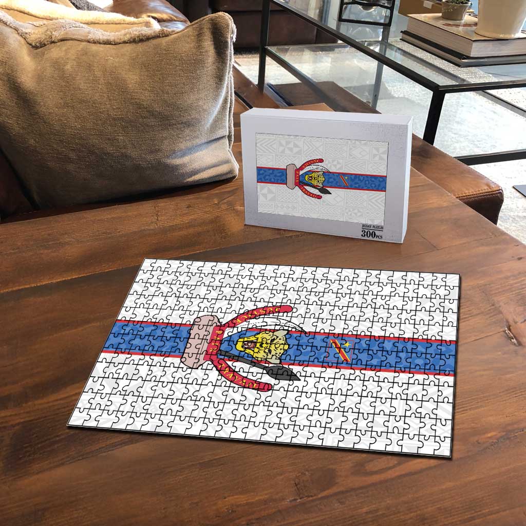 DR Congo Football Puzzle Leopards Mix Kuba Raffia Pattern - Wonder Print Shop