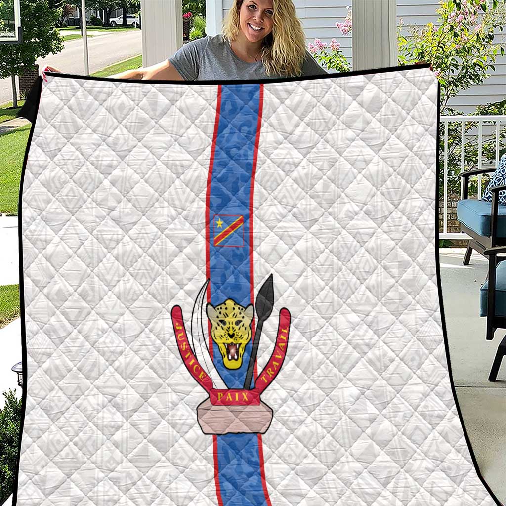 DR Congo Football Quilt Leopards Mix Kuba Raffia Pattern - Wonder Print Shop