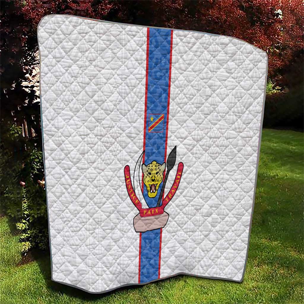 DR Congo Football Quilt Leopards Mix Kuba Raffia Pattern - Wonder Print Shop