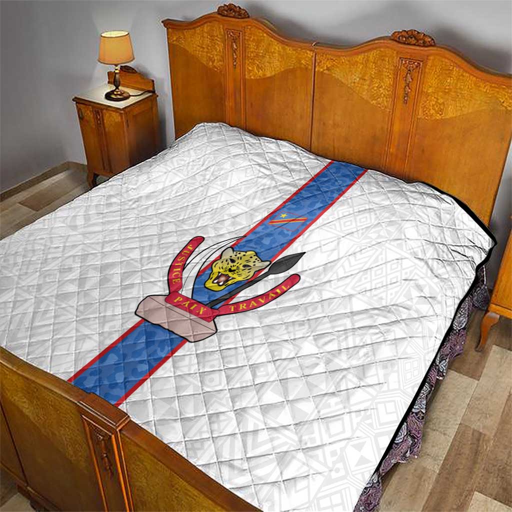 DR Congo Football Quilt Leopards Mix Kuba Raffia Pattern - Wonder Print Shop