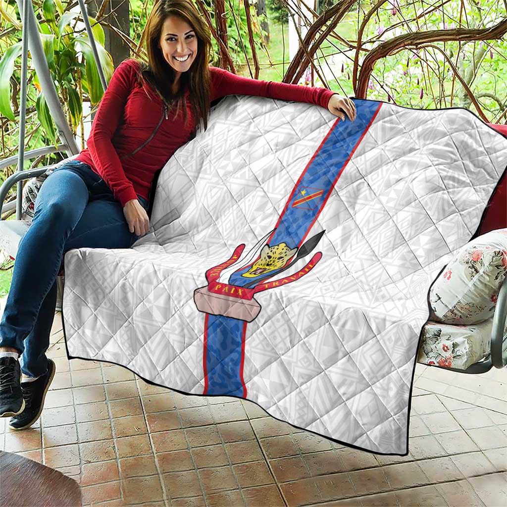 DR Congo Football Quilt Leopards Mix Kuba Raffia Pattern - Wonder Print Shop