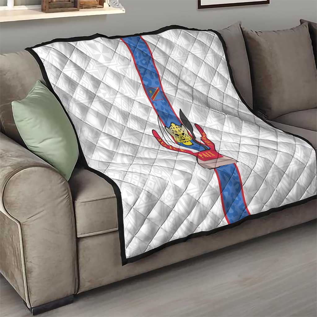 DR Congo Football Quilt Leopards Mix Kuba Raffia Pattern - Wonder Print Shop